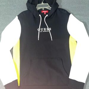 GUESS Men's Black and White Hoodie